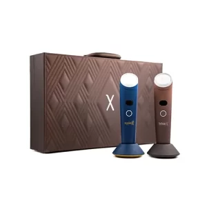 Spa product set featuring two advanced devices in a stylish brown case, perfect for rejuvenating treatments.