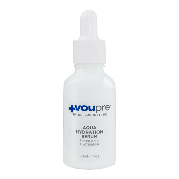 Aqua Hydration Serum by VOUpre in a 30ml bottle with dropper lid for intense skin hydration.