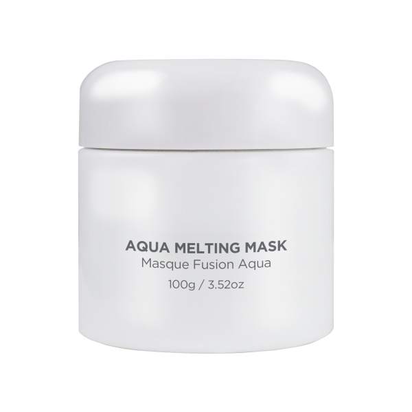 Aqua Melting Mask in a sleek white jar, perfect for hydrating and rejuvenating your skin.