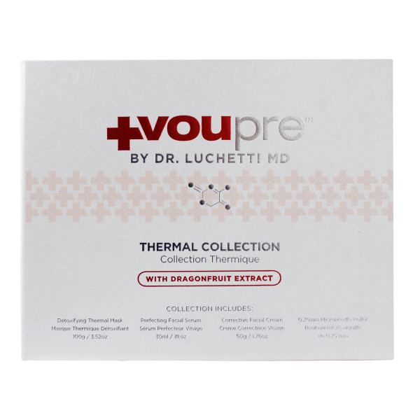 Voupre Thermal Collection box with dragonfruit extract for skincare treatments.