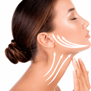 Woman with glowing skin showcasing facial massage technique for rejuvenation.